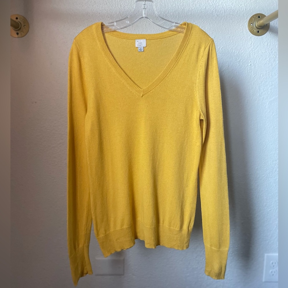 A New Day Yellow V Neck Sweater